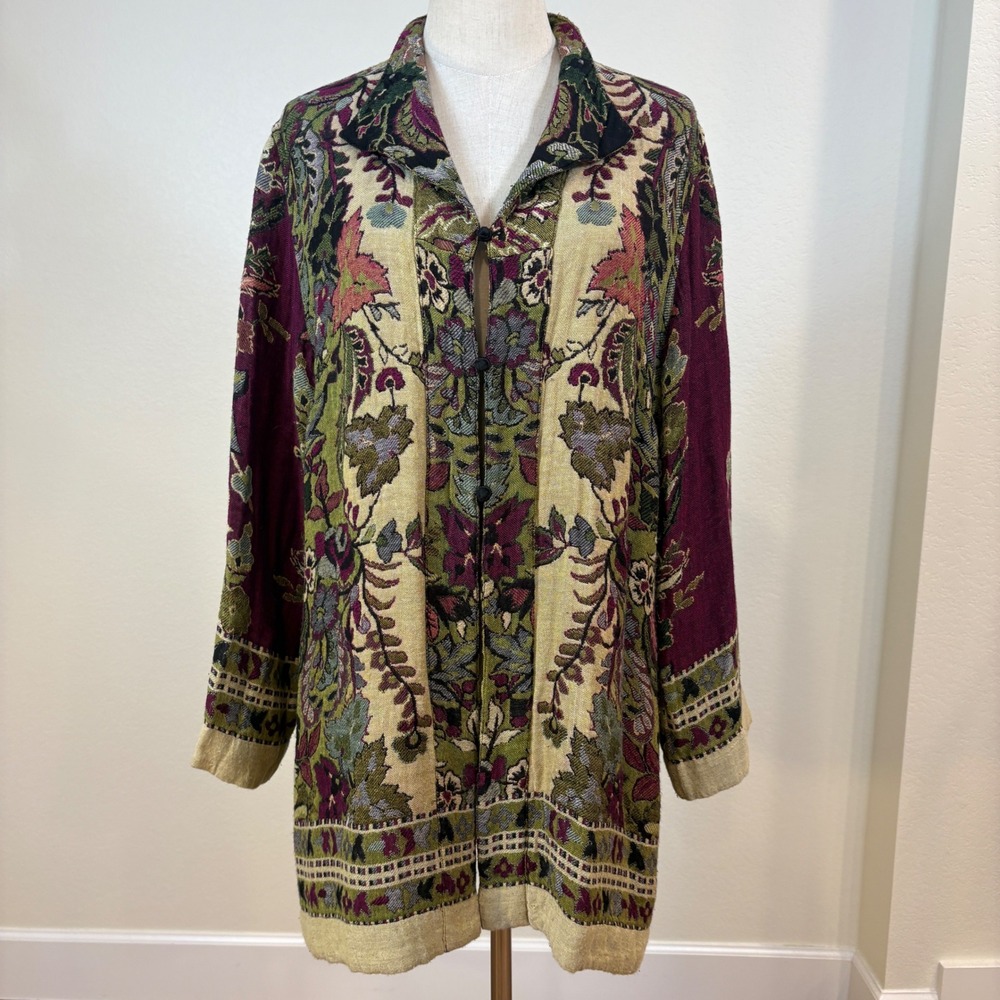 Travelsmith Tapestry Jacket L Multicolor Floral Bohemian Artsy Paisley lagenlook